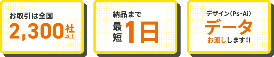 取引は2300社以上!短納期!
