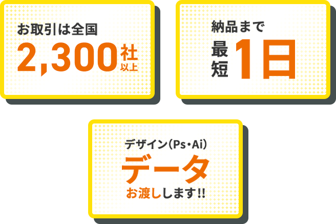 取引は2300社以上!短納期!